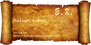 Balogh Kabos névjegykártya